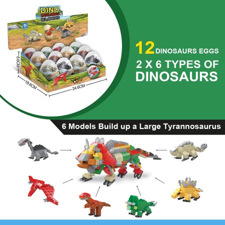 Easter Egg Hunt-Build 12 Dinosaur Eggs Building Blocks Toys for Kids sets for girls 4-7, marvel for boys age 4-7 Party Favors & Birthday Party Supplies