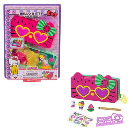 Hello Kitty And Friends Minis Watermelon Beach Party Pencil Case Playset (7.5-in) for Kids Ages 4Y+