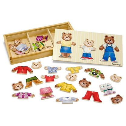 Melissa & Doug Mix 'n Match Wooden Bear Family Dress-Up Puzzle With Storage Case (45 pcs)