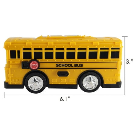 Adventure Force Light & Sound Mini City Service Vehicles, 3 Pack, School Bus, Fire Truck and Recycling Truck