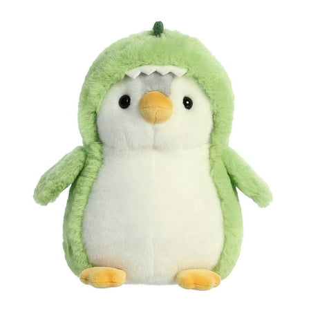 Aurora 7 in. Playful Pompom Penguin Dino Vibrant Companions Endless Fun Stuffed Animal Toy, Green