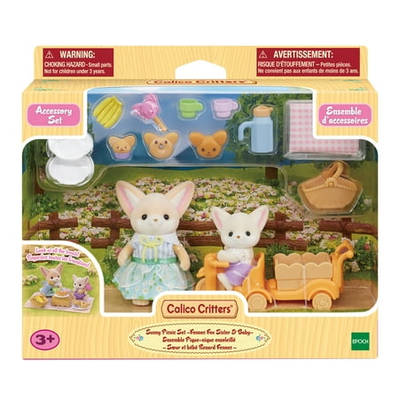 Calico Critters Sunny Picnic Set, Dollhouse Playset with 2 Collectible Figures and Accessories