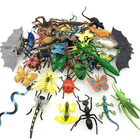 43 Pack Bug Toys Fake Plastic Bugs and Insects for Kids Toddler Birthday Party Favors Easter Halloween Basket Stuffers Treat Goodie Bag Fillers April Fool's Day Prank Gifts Fake Bugs Toys