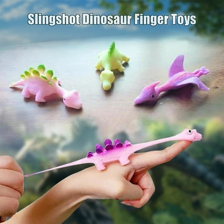 30 Pcs Slingshot Dinosaur Finger Toys, Rubber Dino Finger Sling Shot Toys Bulk Dinosaur Party Favors, Funny Gag Gifts for Kids Teens Boys, Silly Novelty Easter Christmas Birthday Goodie Bag Stuffers