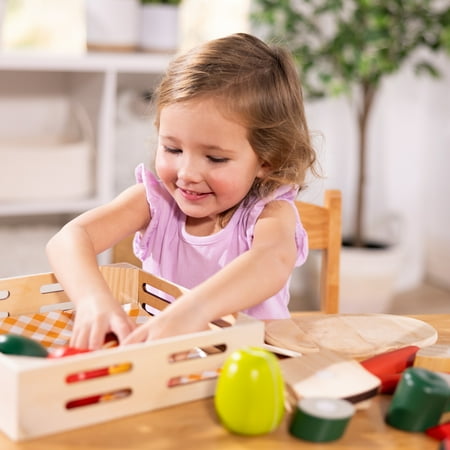 Melissa & Doug Cutting Food Play Food Set With Wooden Pieces, Knife, Cutting Board