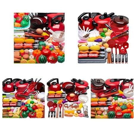 Godderr Kids Play Kitchen Toys Set Pretend Play Toys Cooking Set Simulation Food Fruit Set for Baby 3 4 5 6 7 Years Old