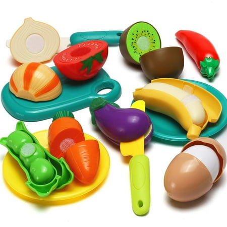 70 PCS Cutting Play Food Toy for Kids Kitchen, Pretend Fruit &Vegetables Accessories with Shopping Storage Basket, Plastic Mini Dishes and Knife, Educational Toy for Toddler Children Birthda