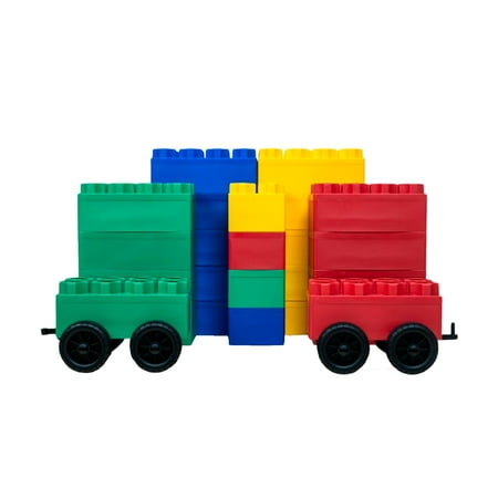 BiggoBlocks Jumbo Blocks — Big Blocks for Kids Ages 3-8 — Indoor & Outdoor Blocks for Kids Jumbo Games — Large Building Blocks (24 pc with 2 cars) Big City Set