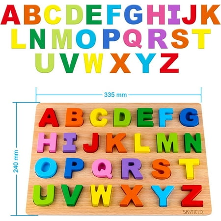 Wooden Alphabet Puzzles, Letter Puzzles ABC Puzzles Early Educational Developmental Toy for 3, 4, 5, 6 Years Old Boys and Girls, for Toddlers, Kids, Preschoolers