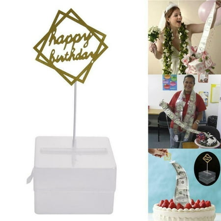 Cake ATM Happy Birthday - Money Cake Dispenser Box Out Cake Pull Kits Money M8B7