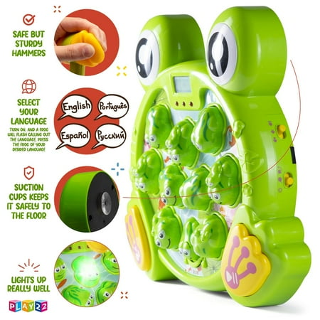 Whack a Frog Game Interactive Game for Toddler, Learning, Active, Early Developmental Toy, Fun Gift Boys and Girls, 2 Hammers Included Play22USA