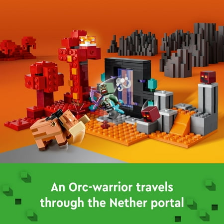 LEGO Minecraft The Nether Portal Ambush Adventure Set, Building Toy for Kids with Minecraft Action Figures and Battle Scenes, Minecraft Toy for Boys, Girls and Gamers Ages 8 and Up, 21255