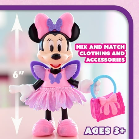 Disney Junior Minnie Mouse Fabulous Fashion Ballerina Doll, 13-piece Doll and Accessories Set, Kids Toys for Ages 3 up