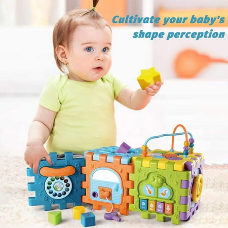 Activity Cube Toddler Toys for 6-12 Months, Early Educational Musical Toys Babies Play Center, Boys Girls Gifts for 1 2 Years Old