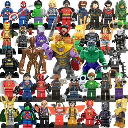 38 Pcs Super Action Figures Building Blocks Toys Set, Collectible 1.77-4.3 Inchs The Hulk Thanos Iron Man , Minifigures Building Kits Awesome Gift for Kids Fans of Building Toys