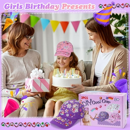 5 6 7 8 Year Old Girls Gifts: Craft Kits for Kids Girls Toys Age 6-7-8-9-10 Birthday Presents Arts and Crafts Toys for Kids Age 5-8 Baseball Cap Gifts for 4-12 Year Old Girl Kid Gem Stickers