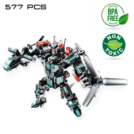 Hazel Gray Building Toys, Robot Kits for Boys 6-12, 25-in-1 Building Bricks Kits for a Big Robot or 24 Small Plane Vehicle , for Age 6 7 8+ Year Old Boys, 577PCS Blocks.