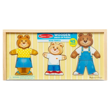 Melissa & Doug Mix 'n Match Wooden Bear Family Dress-Up Puzzle With Storage Case (45 pcs)