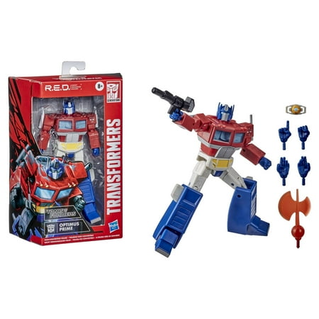 Transformers: R.E.D. Optimus Prime Kids Toy Action Figure for Boys and Girls (4”), Only At Walmart