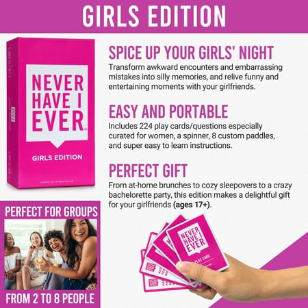 Never Have I Ever Girl's and Bachelorette Edition, Hilarious and Revealing Party Card Game for Adults