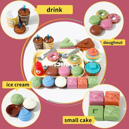 Pretend Play Food Sets Toys for Girls 3-6 Years Picnic Basket Kitchen Toys Accessories Toddlers Boys Girls Gift