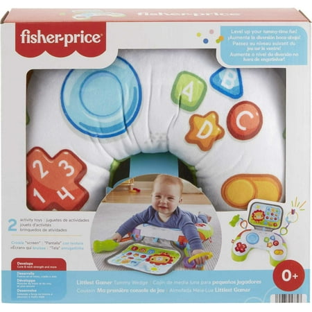 Fisher-Price Littlest Gamer Tummy Wedge with 2 Linkable Baby Toys for Newborns