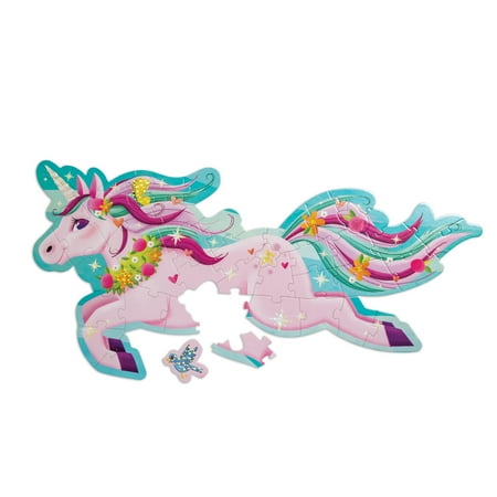 Peaceable Kingdom Shimmery Unicorn Floor Puzzle, 2' x 3' Floor Puzzle, 44 Pieces Floor Puzzle for Kids