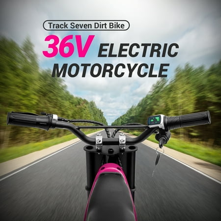 Track 7 36V Electric Dirt Bike, 350W Ride on Motorcycle with Twist Grip Throttle, Hand-Operated Dual Brakes, for Age 8-12, Pink