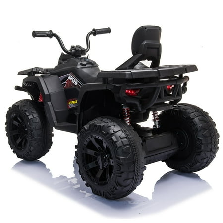 2 Seater 24V Kids Ride on Electric ATV Quad w/ 400W Powerful Engine, 9AH Large Battery Powered 4 Wheeler w/ 4 Spring Suspension Music 4.9mph Max for 3-8 Years, Black