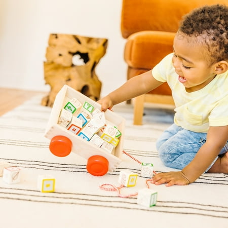 Melissa & Doug Classic ABC Wooden Block Cart Educational Toy With 30 1-Inch Solid Wood Blocks