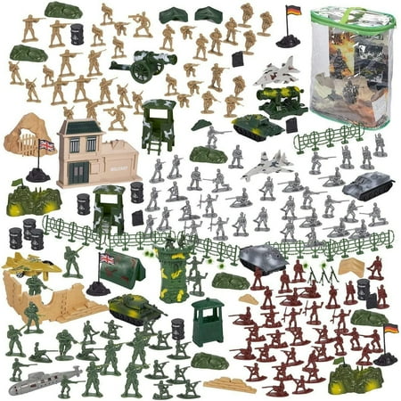 300 Piece Military Toys Plastic Army Men for Boys - Army Figures Set with Tanks, Planes, Flags, Accessories