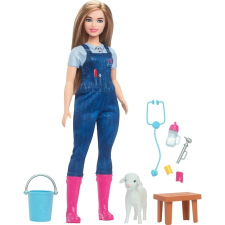 Barbie 65th Anniversary Careers Farm Vet Doll & 10 Accessories for Ages 3 Years and up, 11.34 in