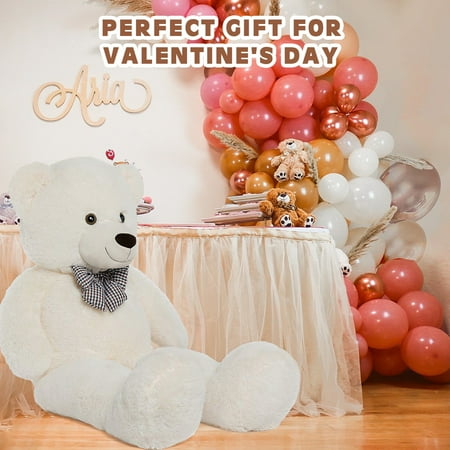 PayUSD Giant Teddy Bear Stuffed Animals for Kids 4ft 47in Big Stuffed Bear Toddler Large Plush Toy for Christmas Valentines Easter Baby Shower Girlfriend Boyfriend Wife Girls Boys, Cream