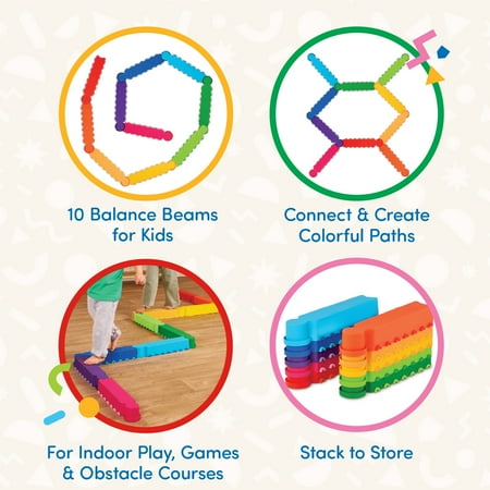 Battat Rainbow Ridge Balance Beams Active Playset with 10 Plastic Pcs, Toddler and Preschool Toys