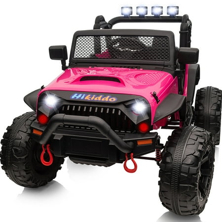 Hikiddo 12V 4WD Ride on Toy, 2-Seater Kids Ride-on Truck Electric Car with Remote, Bluetooth - Rose Pink