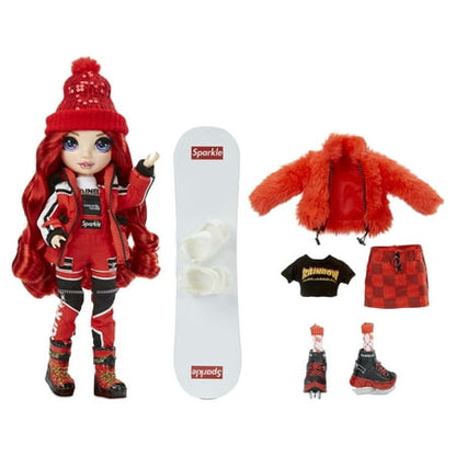 Rainbow High Winter Break Ruby Anderson – Red Winter Break Fashion Doll and Playset with 2 complete doll outfits, Snowboard and Winter Doll Accessories, Great Gift for Kids 6-12 Years Old