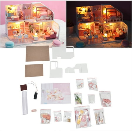 Children Assembly DIY Dollhouse Kit Doll House Kit Miniature House Building Kit Birthday Gift