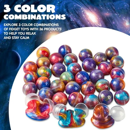 Axuzsyx 24 Pcs Galaxy Slime Ball with Assorted Fimo Slices, Stretchy, Non-Sticky and Safe, Kids Party Favors, Birthday Party Supplies, Classroom Reward, Easter Basket Stuffers