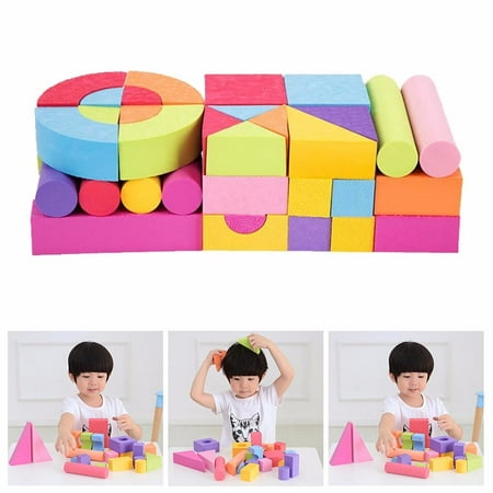 Jieluotekeji 50 Pieces EVA Foam Bright Colored Building Set Educational Toys for Kids