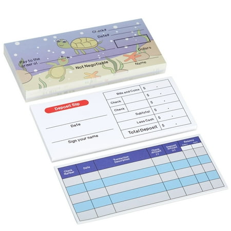 150 Sheets Fake Checkbook for Kids Learning with Pretend Deposit Slip and Check Register for Play School Supplies, Ocean Themed