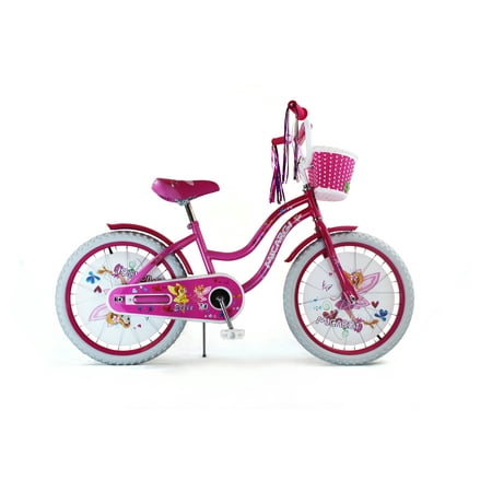 USToyOutlet 20 In. Cruiser Steel Frame Bicycle Coaster Brake One Piece Crank, White, Pink Full cover Chain Guard, Pink Basket, Fenders and Rims, White Tire Kid's Bike - Pink and Hot Pink