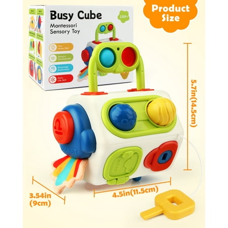 Vanmor Busy Cube Baby Toys for 18-24 Months 【Upgraded】10 in 1 Montessori Toys for Toddler Travel Sensory Toys Pop Fidget Toys Baby Toy for 1 2 3 Baby Boy Girl Birthday Gift