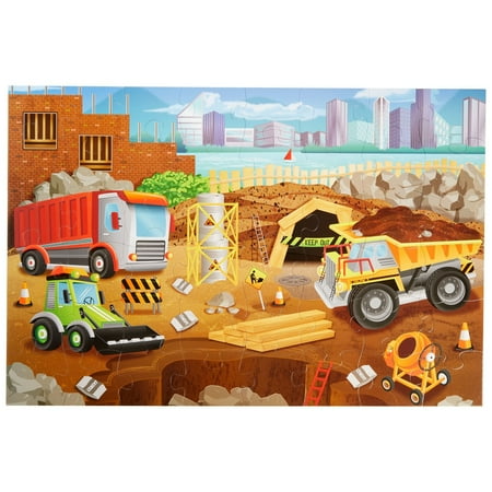 48 Piece Giant Construction Jigsaw Puzzle for Kids Ages 3-5 and 4-8, Jumbo Floor Puzzle for Toddler Preschool Learning (2 x 3 Feet)