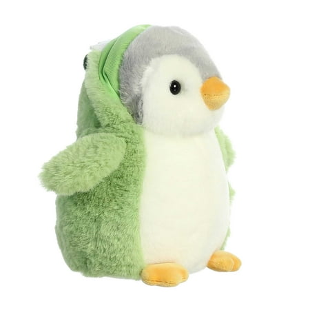 Aurora 7 in. Playful Pompom Penguin Dino Vibrant Companions Endless Fun Stuffed Animal Toy, Green