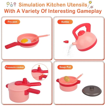 UUGEE Kids Play Kitchen Accessories Set Toys, Toddler Pretend Cooking Playset with Play Pots and Pans, Utensils Cookware Toys, Play Food Set,Vegetables, Learning Gift for Girls Boys