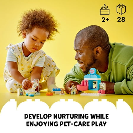 LEGO DUPLO Town Visit to the Vet Clinic Pet-Care Role-Play Toy, Dog, Cat and Veterinarian Figures, Social Emotional Learning Pretend Play Animal Set for Toddlers Aged 2 Years Old and Up, 10438