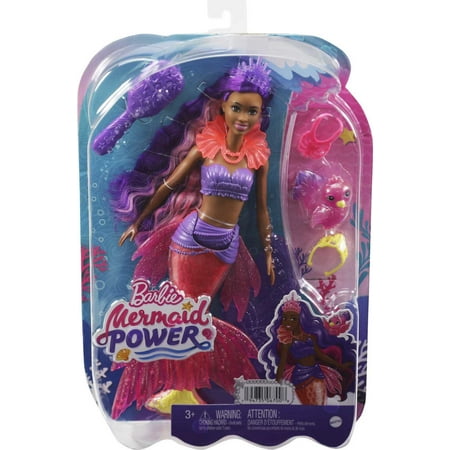 Barbie Mermaid Power "Brooklyn" Doll with Purple Hair, Seahorse Pet and Accessories