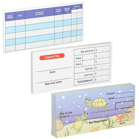 150 Sheets Fake Checkbook for Kids Learning with Pretend Deposit Slip and Check Register for Play School Supplies, Ocean Themed