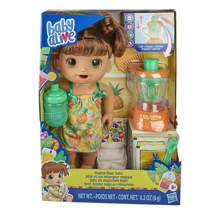 Baby Alive: Magical Mixer Baby 10-Inch Doll Brown Hair, Green Eyes Kids Toy for Boys and Girls