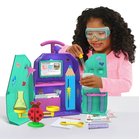 Ada Twist, Scientist On-The-Go Lab Set, 24-inch Wheeling Playset, 21-pieces, STEM Projects, Pink and Green, Kids Toys for Ages 3 up